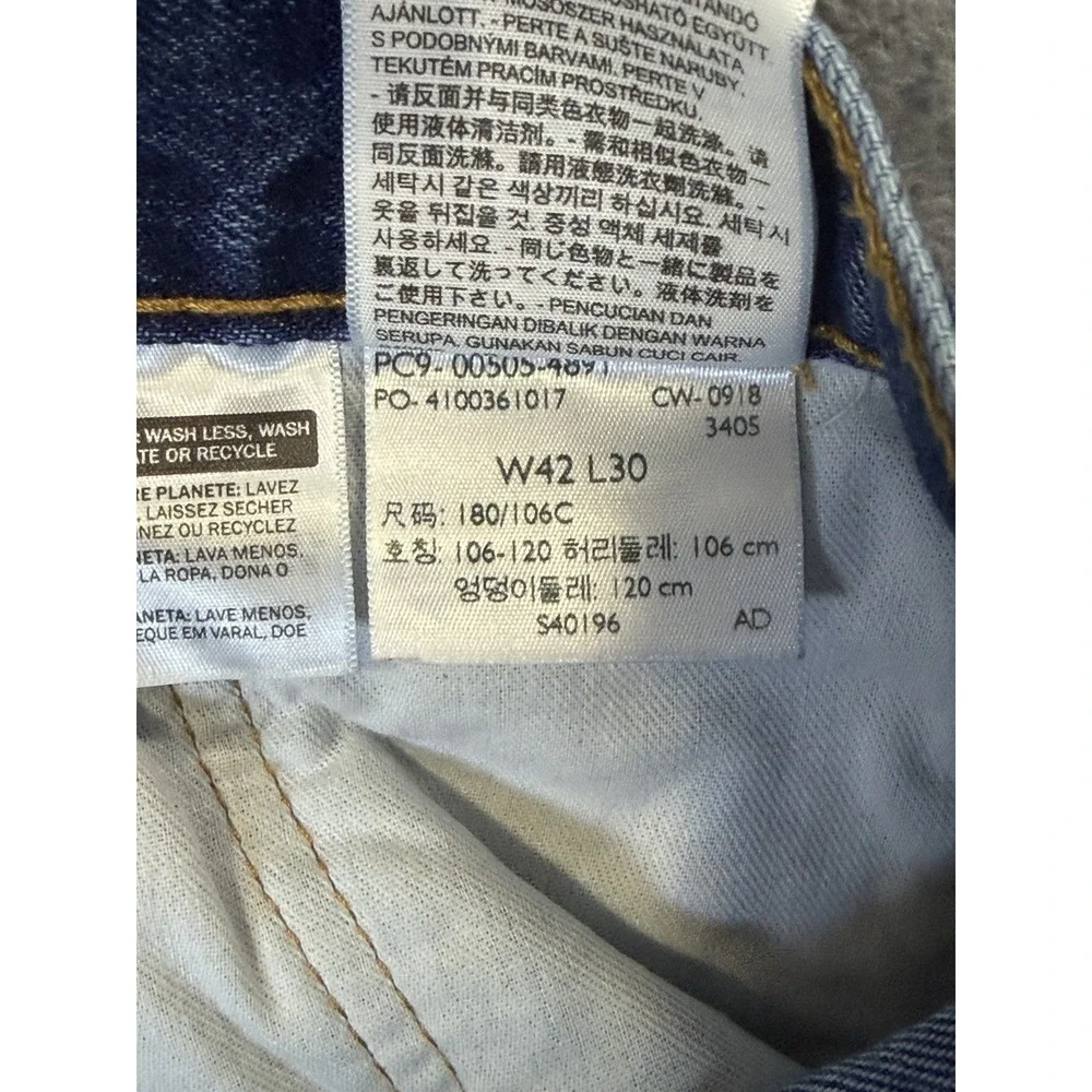 Levis Jeans Mens 42x30 Blue Medium Wash Denim 505 Straight High Rise‎ Workwear